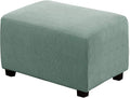 H.VERSAILTEX Ottoman Cover Slipcover Rectangle Fit Length 33"-38" Footrest Sofa Slipcovers Stool Cover Footstool Protector Covers Feature Stretch Thick Soft Jacquard Fabric Removable Washable - Sage