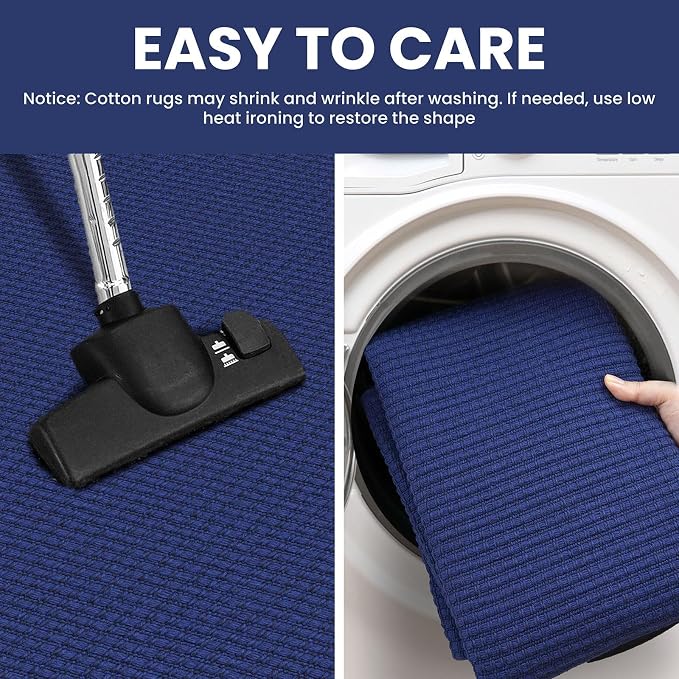 IOHOUZE Washable Exrea Long Hallway Runner Rug 3x20 Non Slip Rubber Backed Kitchen Runner Entryway Runner Indoor, Woven Rugs Floor Carpet for Kitchen Hall Entryway, Royal Blue/Navy