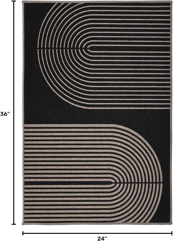 GarveeHome Modern Rainbow Easy Jute Rug, 2x3 Entryway Rug Indoor Outdoor Front Door Mat Neutral Non Slip Non Shedding Washable Farmhouse Kitchen Mat