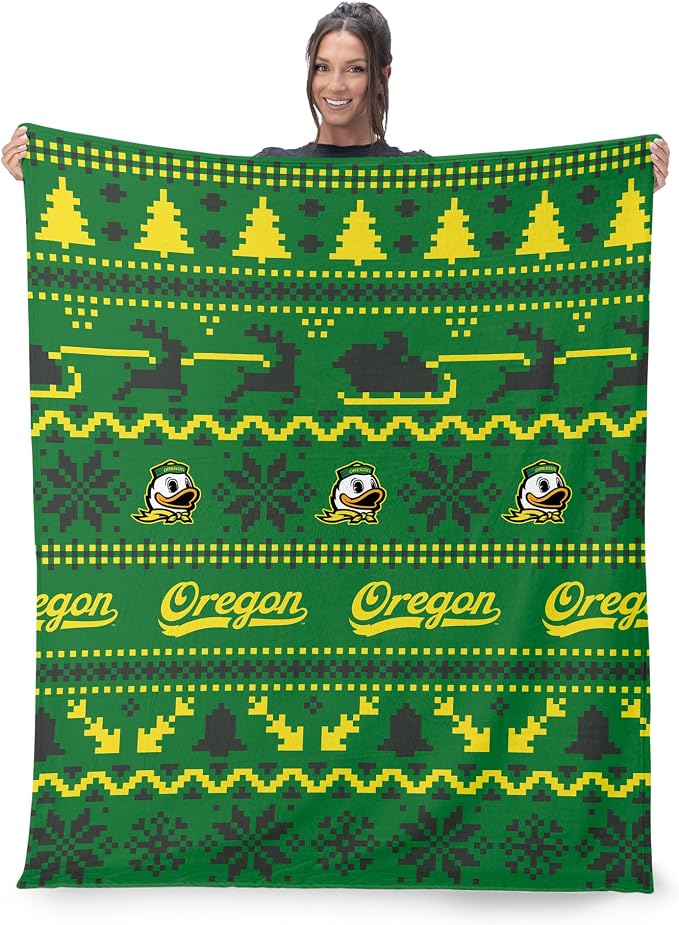 Northwest NCAA Oregon Ducks, Xmas Time, Silk Touch Throw Blanket, 50 x 60 Inches
