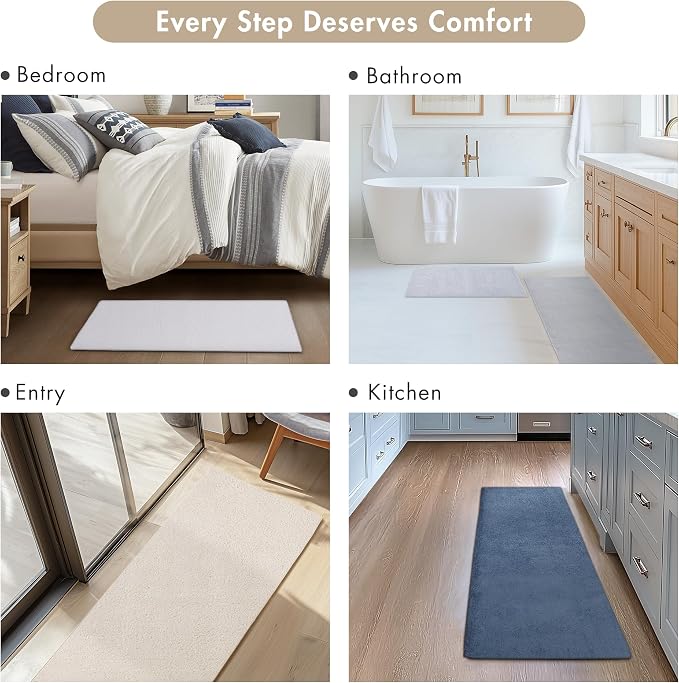 MADISON PARK SIGNATURE Marshmallow Bathroom Rug Non Slip, Luxrurious Plush Bath Mat, Absorbent, Quick Dry, Spa Design Bath Room Décor, 20x24, Ivory | Non slip Backing, Spa Quality Luxurious Plush Bath Rug for Bathroom, Quick Dry, OEKO TEX, U Shaped