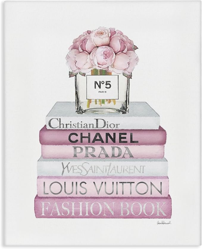 Soft Pink Rose Bookstack Floral, 36 x 48 Inch Canvas Wall Art | Stupell Industries · By Amanda Greenwood · Ready to hang · Elegant gift for home decor · Made in USA
