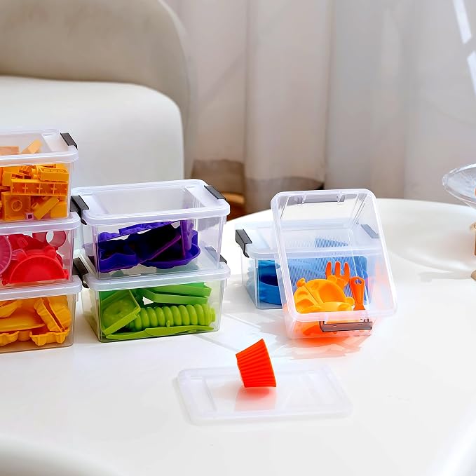 Citylife 20Packs 1.3Qt Small Storage Bins with Lids,Stackable Clear | Plastic Containers for Beads, Buttons, Sewing Supplies, Office Supplies