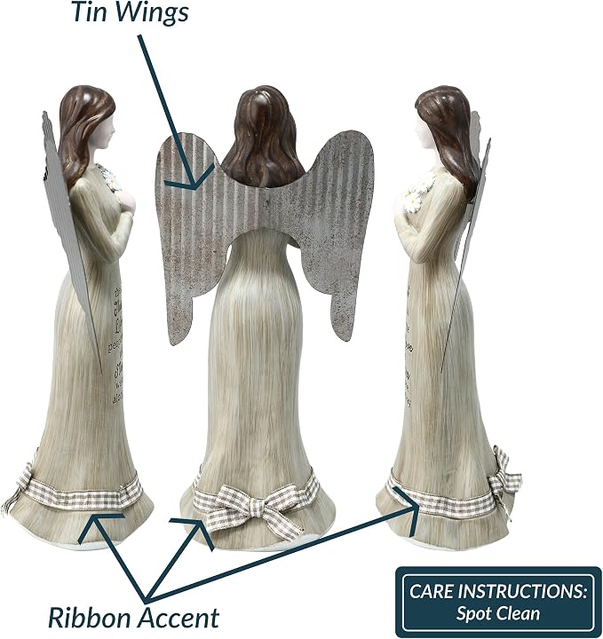 Pavilion Gift Company - 9" Angel Figurine - The Best Things in Life are The People We Love and The Memories We've Made Along The Way - Simplistic Rustic Modern Farmhouse Statue