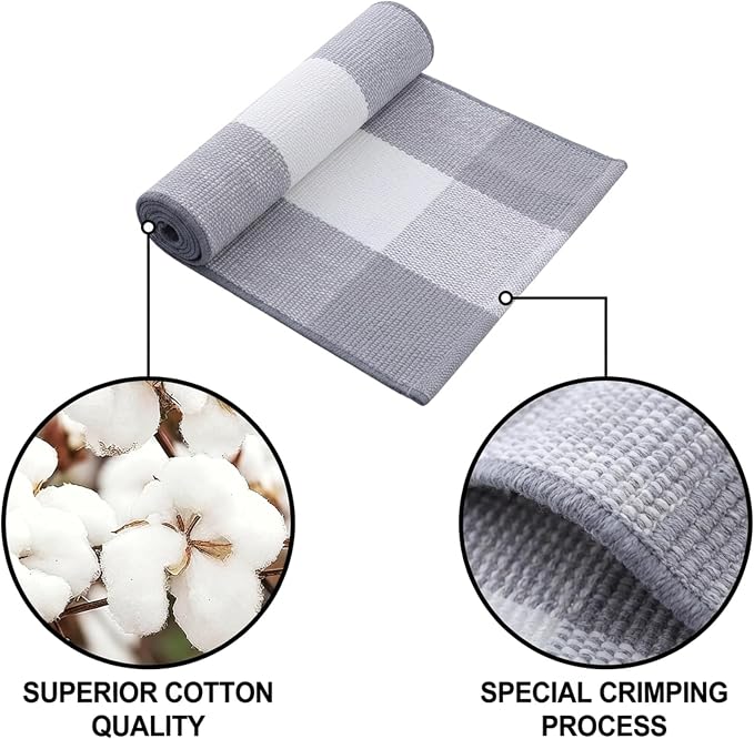 Gray and White Buffalo Plaid Rug 2'4'' x 3'7'', Washable Farmhouse Non-Slip Checkered Doormat, Indoor Outdoor Floor Mat for Living Room, Bedroom, Entryway, Kitchen, Laundry Room, Patio, Porch