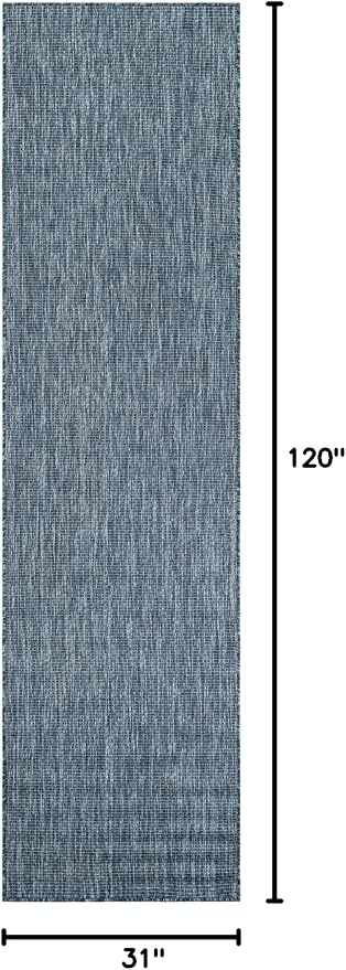 Unique Loom Outdoor Solid Collection Area Rug (2' 7" x 10' Runner Blue/Navy Blue)