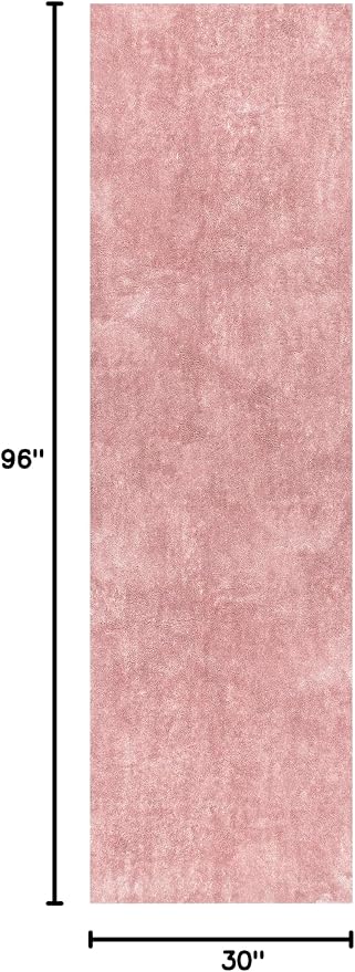 nuLOOM Loni Pink Solid Washable Runner Rug, 2' x 8'