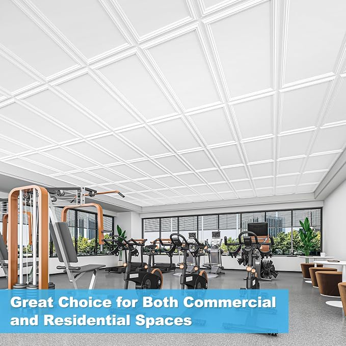 Art3d Drop Ceiling Tiles 48x24, Decorative PVC Ceiling Panels, Waterproof Rustproof and Durable 12-Pack, Glue Down, Rectangular Black