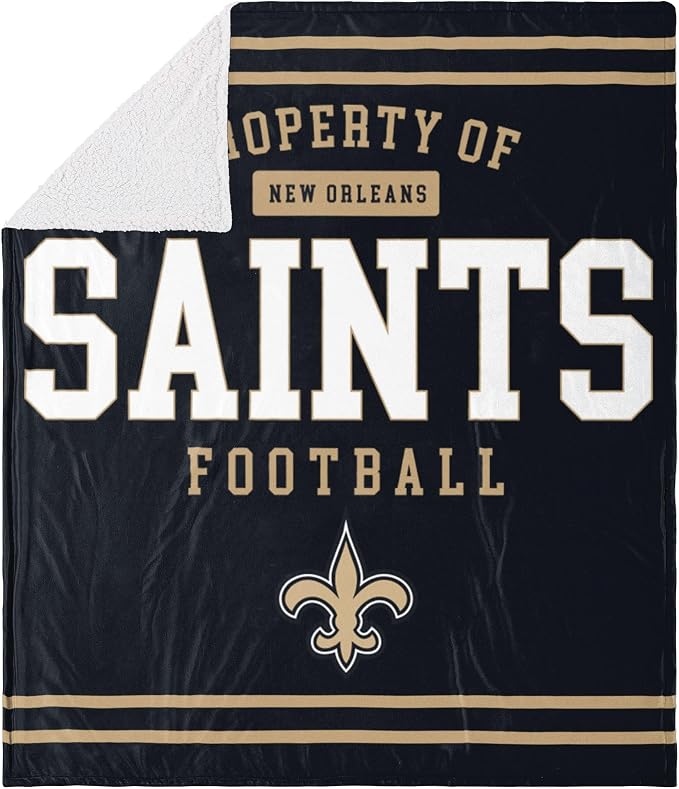 FOCO New Orleans Saints NFL Team Property Of Sherpa Fleece Blanket