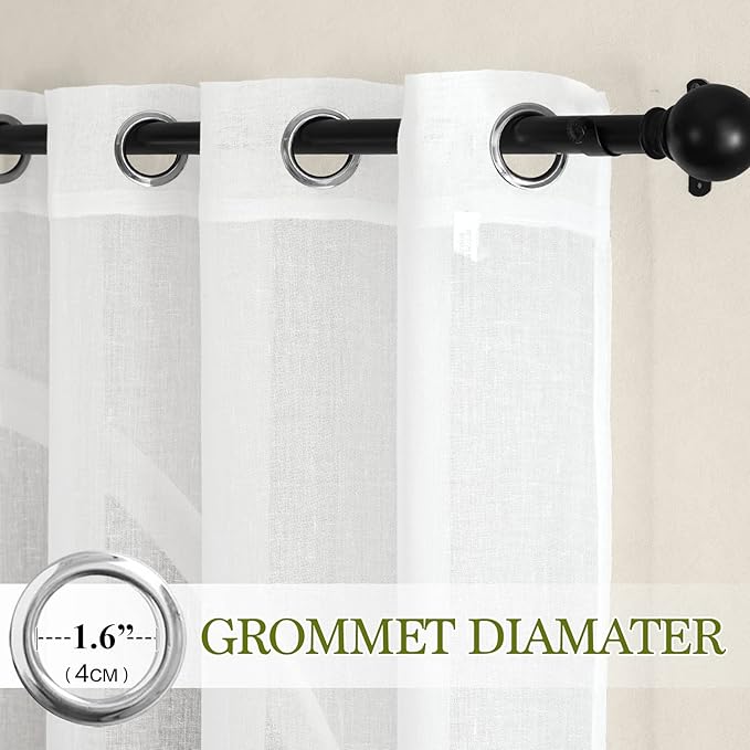 NICETOWN White Living Room Curtains Extra Long 135 inches Long, Grommet Linen - Image 2