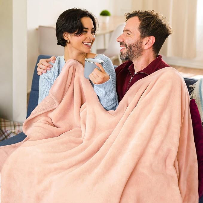 Americanflat 90x90 Fleece Throw Blanket - Soft and Breathable Throw Blanket for Couch, Bed, Chair - Oversized Fleece Blankets Perfect for Home, Bedroom, or Outdoor Use - Pink