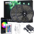 MIHEAL 5050 WiFi RGB LED Strip 65.6Ft IP65 Waterproof Black PCB Kit | Smart WiFi flexible PCB 5050 LED light strip soft bendable For home tv decor