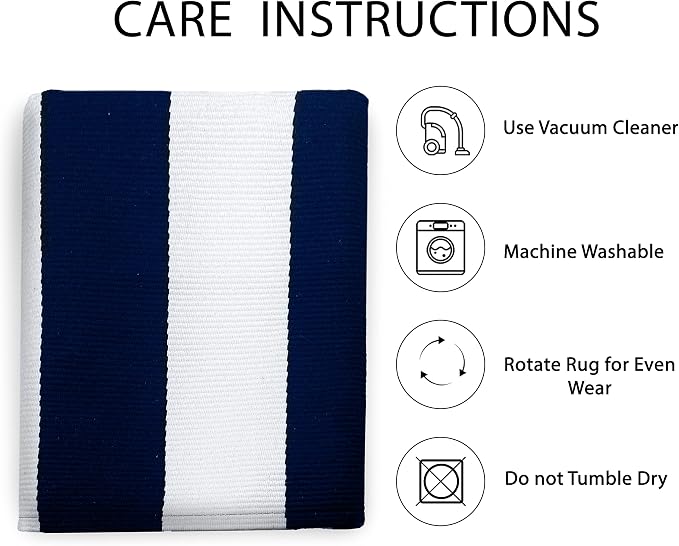 IOHOUZE Navy White Striped Rug -27.5" X 43" Front Door Mats Outdoor,Washable Rug for Front Porch Decor,Spring Summer Welcome Mats Outdoor Indoor, Doormat for Farmhouse/Entryway/Home Entrance