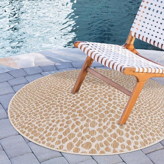 Unique Loom Jill Zarin Jill Zarin Outdoor Collection Area Rug - Cape Town (10' 8" Round, Dark Beige/Ivory)