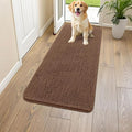 Smiry Dog Door Mat for Muddy Paws 47x24, Absorbent Dirt Trapper, Non-Slip Washable Chenille Entryway Rug for Inside Floor, Mocha, Classic Solid