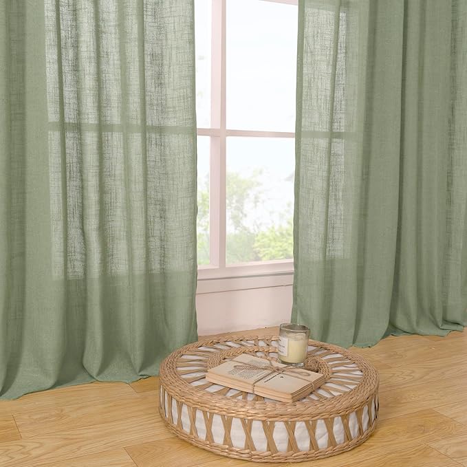 LAMIT Linen Blended Curtains 63 Inches Long, Soft Thick Linen Textured Light - Image 9