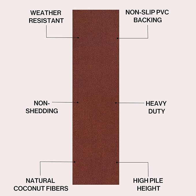 JONATHAN Y Peater Classic Casual Commercial Natural Coir Camel 2 ft. x 8 ft. Doormat for Entrance, Front Door, Entryway CHG100G-28