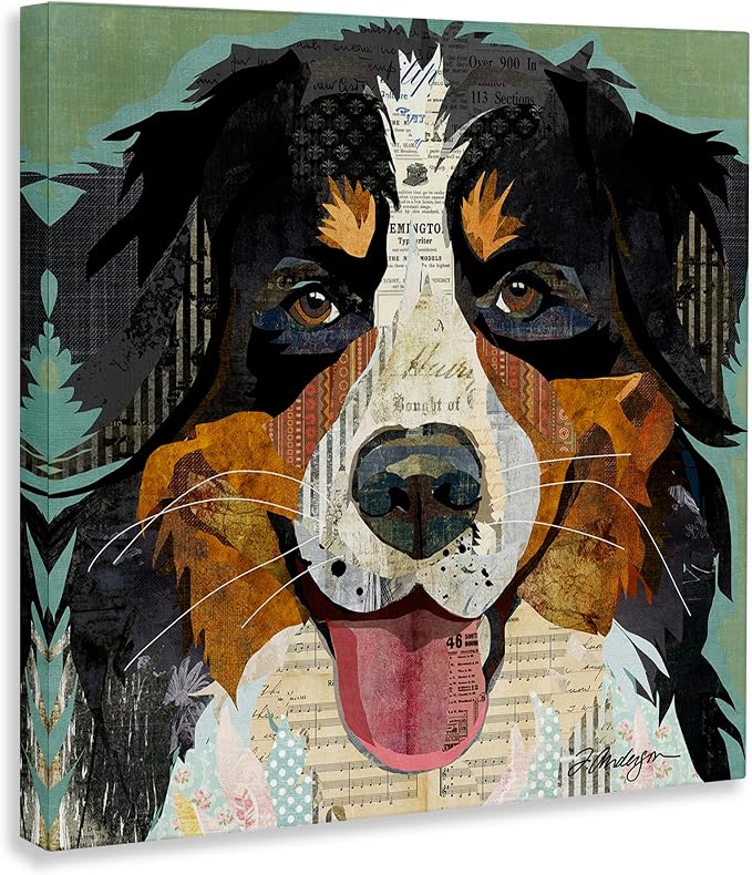 Bernese Mountain Dog Collage, 36 x 36 Inch Canvas Wall Art | Stupell Industries · By Traci Anderson · Ready to hang · Great for pet lovers · Made in USA