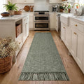 Collive Boho Kitchen Runner Rug, 2' x 7' Sage Green Modern Farmhouse Bathroom Mats, Hand-Woven Washable Rug Runners Hallway Reversible Bedroom Carpet for Laundry Entryway Home Decor
