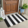 Collive Black and White Striped Outdoor Rug 24"x 35", Washable Front Door Mat, Cotton Woven Farmhouse Fall Front Porch Rug Decor, Layered Door Mats Outdoor for Entryway Kitchen