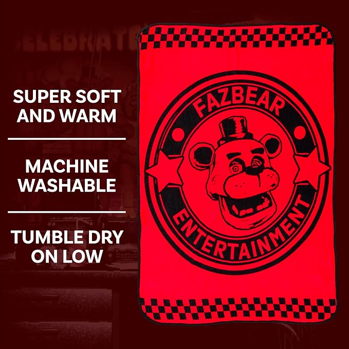 Silver Buffalo Five Nights at Freddy's, Fleece Throw Blanket, 45x60in | Special Delivery, Fazbear Entertainment, Soft and Cozy, 185 GSM