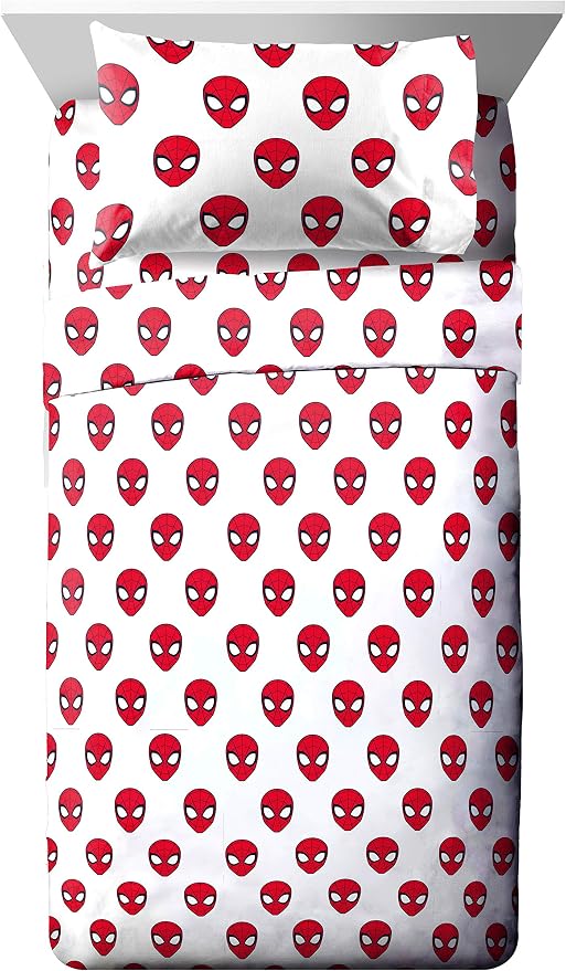 Marvel Spiderman Full Size Comforter Set 5 Piece Kids Bedding, Blue | Bed in a Bag, Comforter Sheets Pillowcases, Official Product, Soft Microfiber, Machine Washable, Easy Care, Boys Gift
