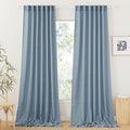 RYB HOME Linen Curtains 120 inches Long, Extra Long Floor Sweeping Semi Sheer by RYBHOME