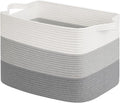 Goodpick 50L Large Woven Blanket Basket, 18" x 14" x 12", Gradient Gray | Blankets, Toys & Nursery Essentials Storage, Living Room & Bedroom Organization, Built-In Handles, Modern Home Decor