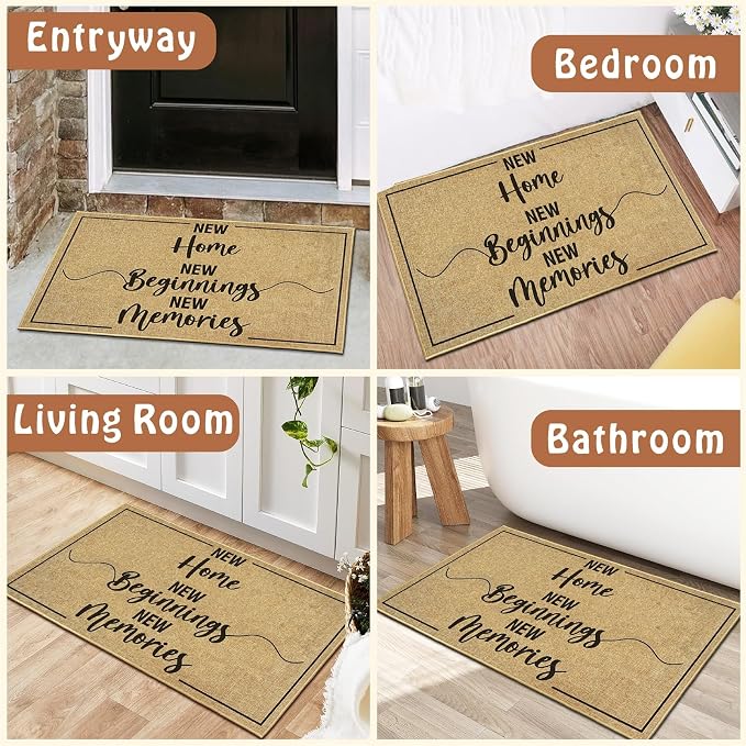 Welcome Door Mat Home Mats for Front Door Indoor Outdoor Entrance with Non-Slip Backing Housewarming Gifts New Home Decor Sign for Family Friends New Beginnings House Gift Idea for Floor 16.9"x29.9"