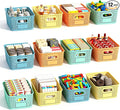 ORGIDOL Colorful Plastic Storage Baskets Bins for Home Organizing, 12 Pack | Space-Saving Storage Container with Handles, Multi-Purpose Storage Box, for Cabinet, Shelve, Countertop, Closet, Classroom