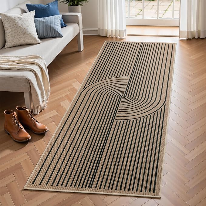 EDIMENS 2x6 Runner Rug Easy Jute Washable Kitchen Indoor Outdoor Non Slip | Rugs for Kitchen Floor Runner Rug for Laundry Balcony Low Pile Rugs Rainbow Carpet for Hallway Runner 6ft Entry