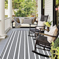 Black and White Striped Outdoor Rug 4' X 6' Front Porch Rug Cotton Hand-Woven Welcome Mats Layered Door Mats for Front Porch/Entryway/Laundry Room/Bedroom/Outdoor