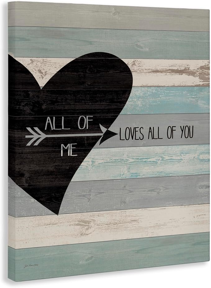 Distressed Heart Love Phrase, 30 x 40 Inch Canvas Wall Art | Stupell Industries · By Jo Moulton · Ready to hang · Great gift for romantic decor · Made in USA