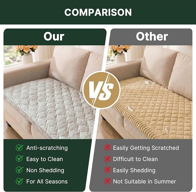 H.VERSAILTEX Chenille Couch Cover for Dogs Washable Soft Chair Armchair Covers Sectional Sofa Cover Color Blending Non-Slip Thick Couch Furniture Protector Pet Bed Covers(Heathered Beige, 28"x 47")