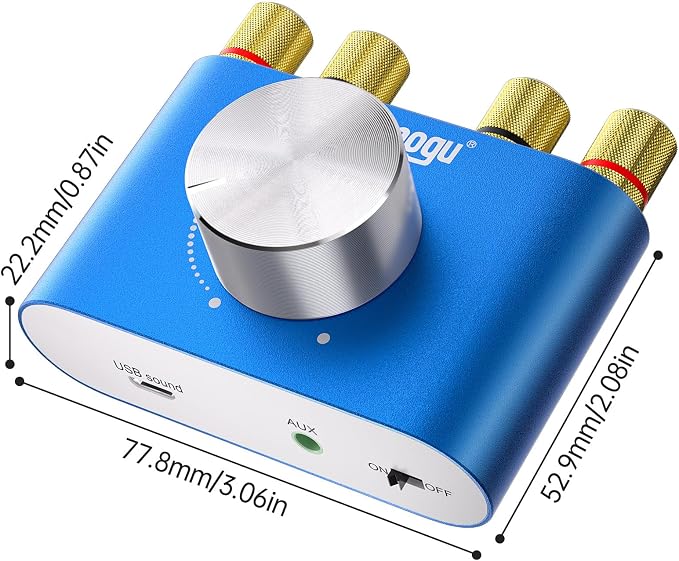 Facmogu F900S Mini Bluetooth 5.0 Power Amplifier, 2.0 CH 80Wx2 Stereo Amp | 160W Hi-Fi Digital | Portable Sound Speaker Wireless Receiver | AUX/USB/Bluetooth In | 12V Power Supply | For Home Audio