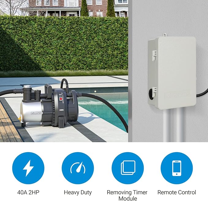 DEWENWILS Heavy Duty Pool Timer, WiFi Smart Timer Box - 40A 120-277VAC 2HP | Compatible with Smart Phone, Alexa, Google Assistant, Works for Pool Pump, Water Heater, Pool Filter, Spa, etc, ETL Listed