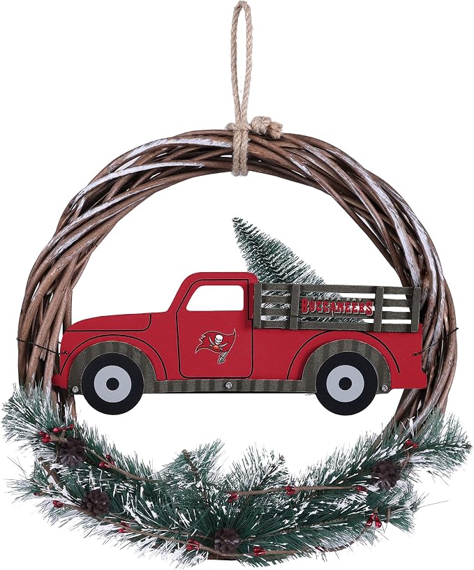 FOCO NFL Unisex-Adult NFL Team Logo Holiday Wreath with Truck