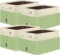 BALEINE 4 Pack Fabric Closet Storage Bins for Shelves, Linen Closet Organizers and Storage, Decorative Baskets for Organizing, Shelf, Clothes, Home, Office (Green, 15''x11''x9.5'')