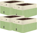 BALEINE 4 Pack Fabric Closet Storage Bins for Shelves, Linen Closet Organizers and Storage, Decorative Baskets for Organizing, Shelf, Clothes, Home, Office (Green, 12"x8"x8")