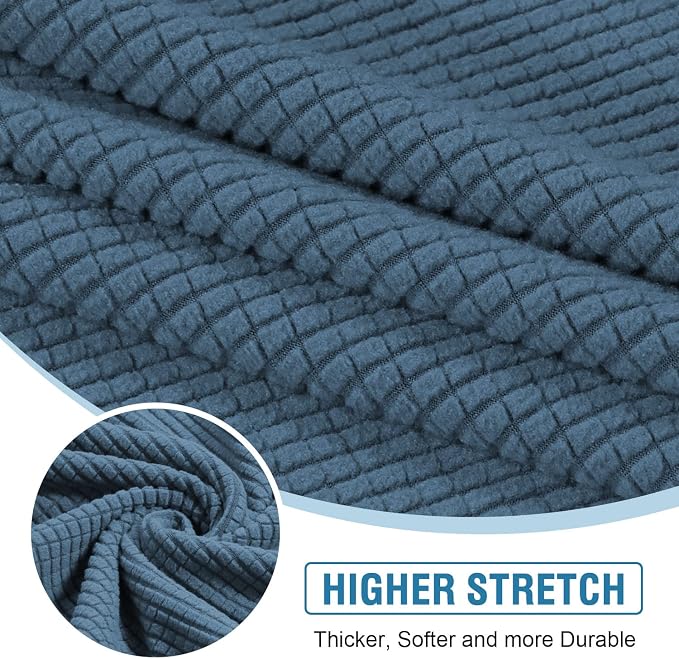 H.VERSAILTEX Sectional Couch Covers 3 Pieces Sofa Seat Cushion Covers L Shape Separate Cushion Couch Chaise Cover for Both Left/Right Sectional Couch (Seat Only: 1 Chaise + 2 Sofa, Dusty Blue)