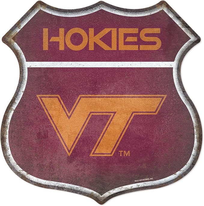Rico Industries NCAA Rustic 11.5" Metal Route Sign Home Décor/Dorm Room