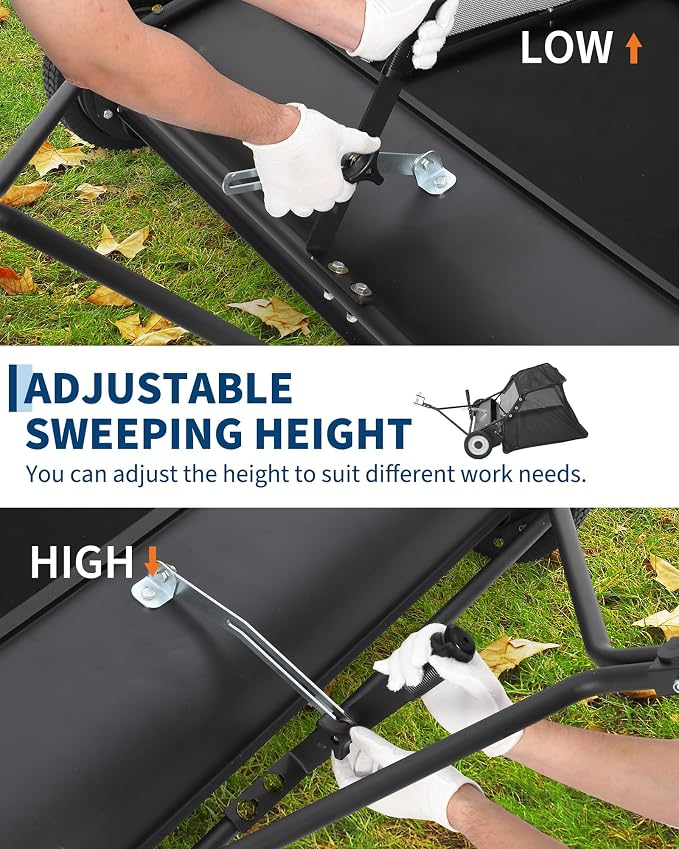 Garvee 50" Lawn Sweeper Tow Behind, Pull Behind Yard Sweeper, 26 Cu. Ft Large Hopper Leaf & Grass Collector, Heavy Duty Garden Sweeper with Adjustable Sweeping Height for Yard, Lawn, Farm. | 28 Cu. Ft Large Hopper,Leaf ,Grass Collector, Garden Sweeper ...