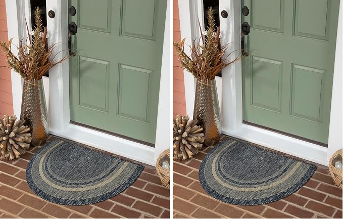 Unique Loom Outdoor Border Collection Area Rug - Soft Border (2' 7" x 4' 1" Hearth Blue/Ivory) (Pack of 2)