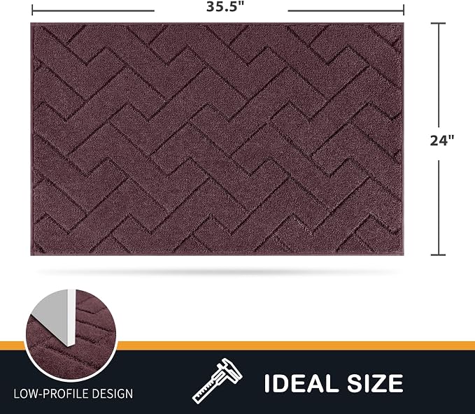 PURRUGS Dirt Trapping Door Mat 24" x 35.5", Non-Slip Machine Washable Entry Rug, Dog Doormat, Indoor Front Door Mat, Super Absorbent Entryway Rug for Muddy Shoes & Paws, Burgundy Red