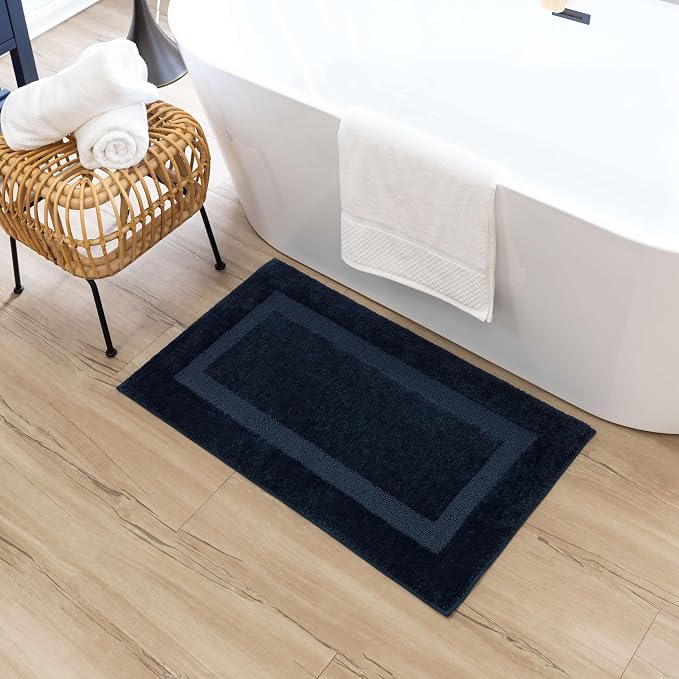 Mohawk Home Prestige Casual Solid Navy Blue 1' 8" X 2' 10" Bath Mat Perfect for Bathroom