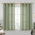 LAMIT Semi Sheer Linen Curtains 54 Inch Long 2 Panels, Sage Green Light by LAMIT
