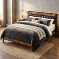 LIKIMIO King Bed Frame, Storage Headboard with Charging Station, Solid and Stable, Noise Free, No Box Spring Needed, Easy Assembly (Vintage and Black)