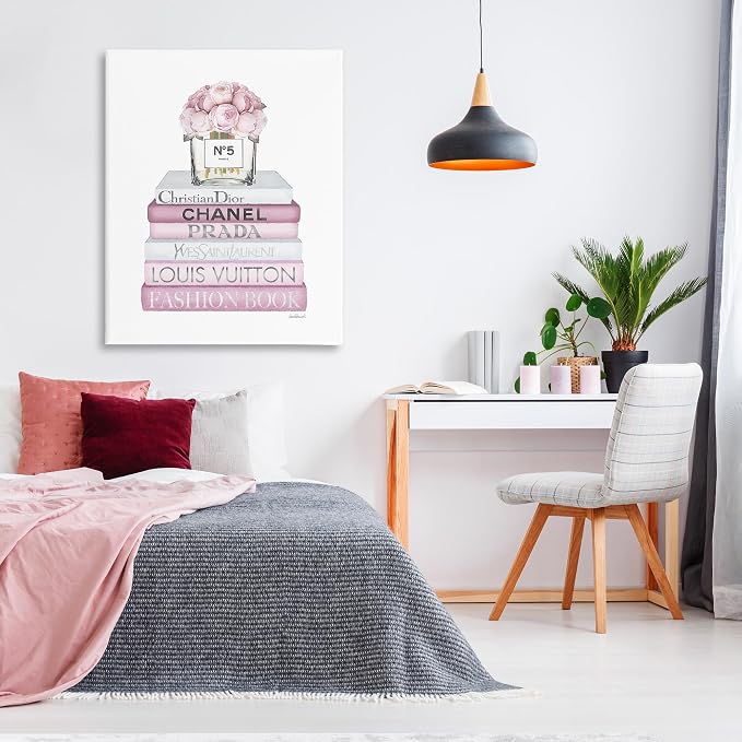 Soft Pink Rose Bookstack Floral, 36 x 48 Inch Canvas Wall Art | Stupell Industries · By Amanda Greenwood · Ready to hang · Elegant gift for home decor · Made in USA