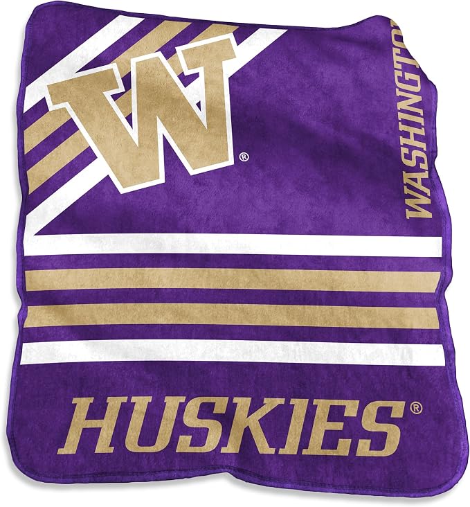 Logo Brands NCAA Raschel Throw Blanket – 50 x 60 Soft Fleece Blanket, Officially Licensed Collegiate Design, Cozy Throw for Tailgating, Game Day, & Home Décor