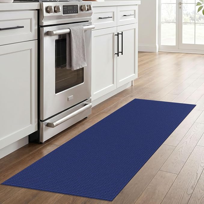 IOHOUZE Washable Runner Rug 2x6 Non Slip Runners for Hallways Entryway Runner Indoor, Kitchen Rugs Woven Cotton Floor Carpet for Kitchen Hall Entrance Bedroom, Royal Blue/Navy